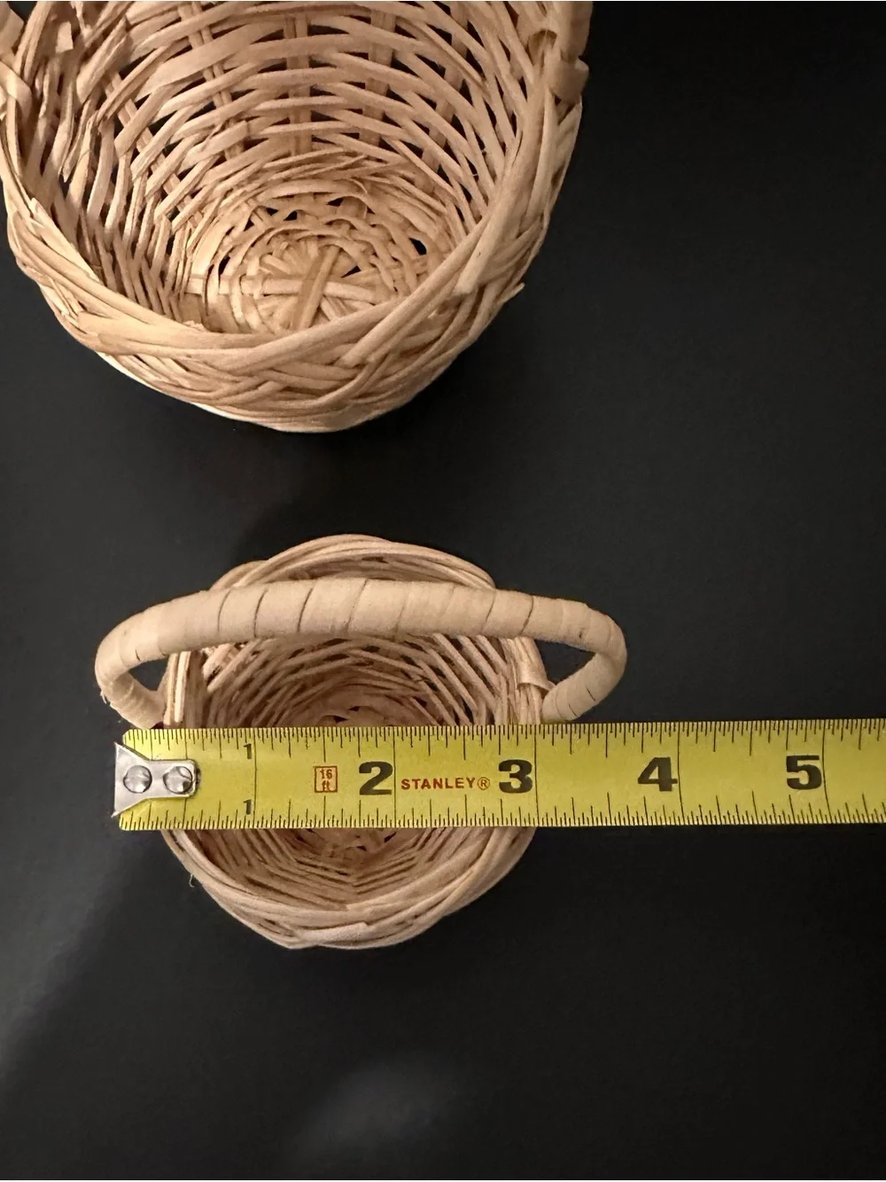Set of 2 Woven Natural Rattan Baskets with Handles